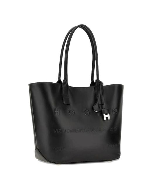 Hogan Black Address Media Shopping Bag