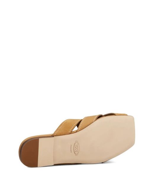 Tod's Brown Leather Flat Sandals