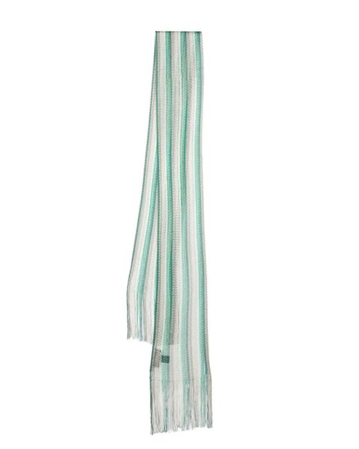 Missoni Green Striped Knitted Scarf