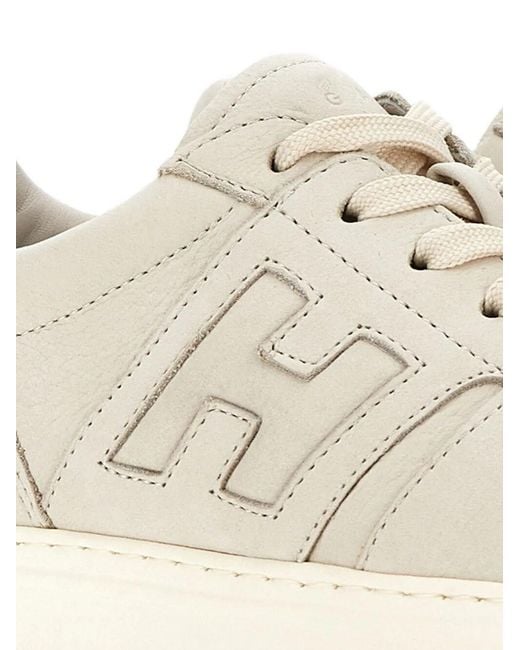 Hogan White H-Tv Nubuck Leather Sneakers for men