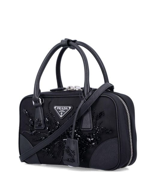 Prada Black Embroidered Detailing Mini Bag