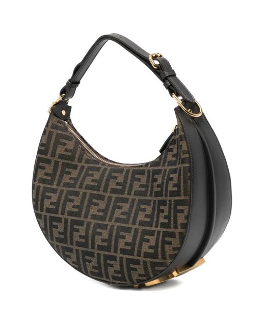 Fendi Gray Chic Cotton Shoulder Hobo Handbag