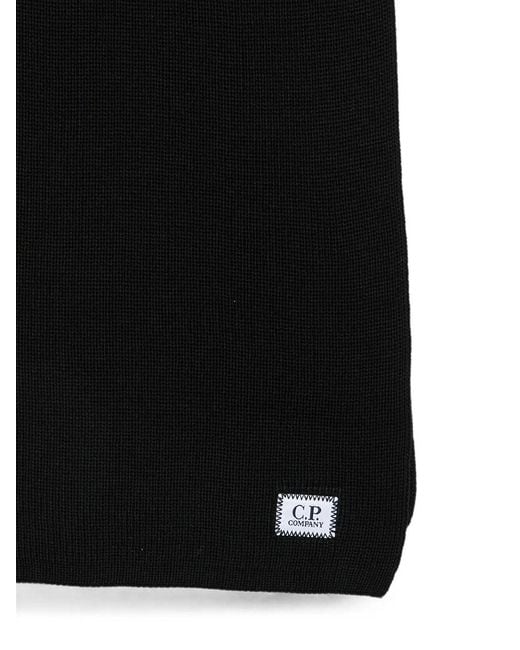 C P Company Black Scarf Logo for men