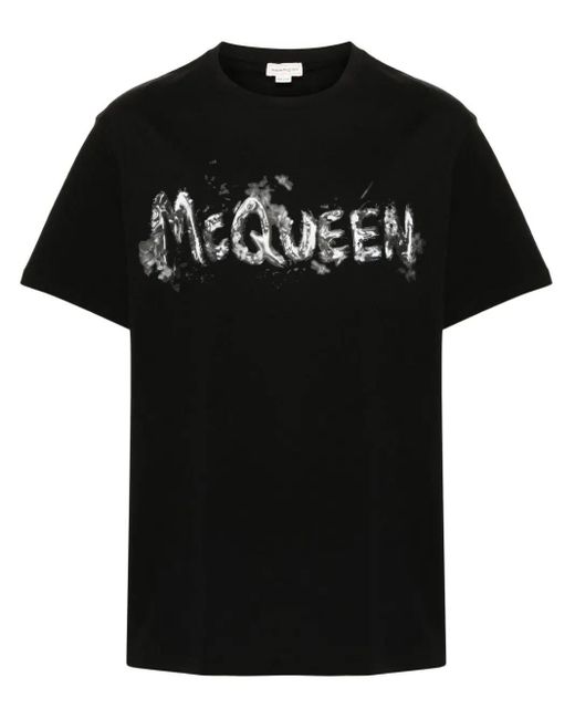 Alexander McQueen Black Graffiti T-Shirt for men