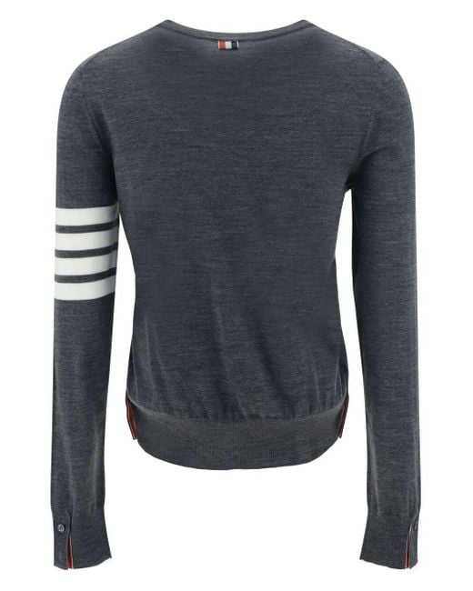 Thom Browne Blue Wool 4-Bar Relaxed Pullover