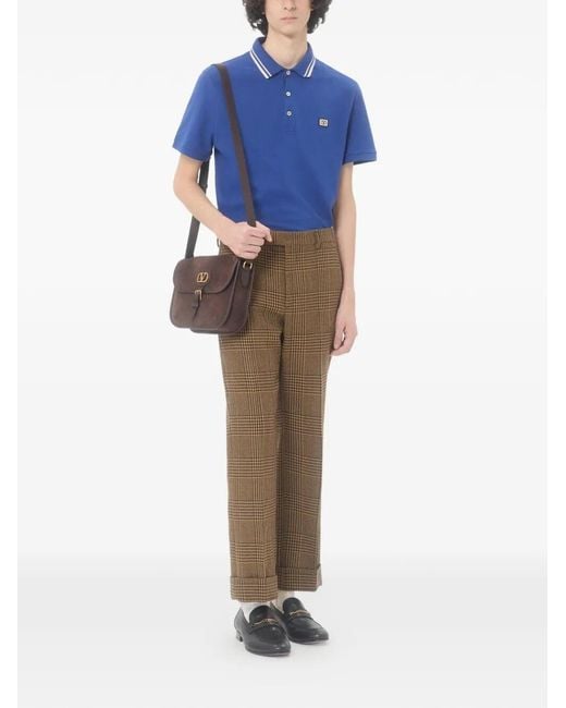 Valentino Garavani Blue Cotton Piqué Polo With Vlogo Patch for men
