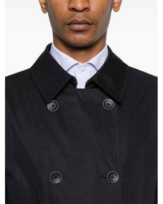 Herno Blue Double-Breasted Trench Coat for men