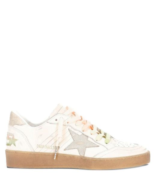 Golden Goose Deluxe Brand White Ball Star Sneakers In Leather With Laminated Star And Sue