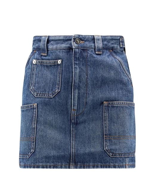 Givenchy Blue Embroidered Waist Mini Pants With Pockets