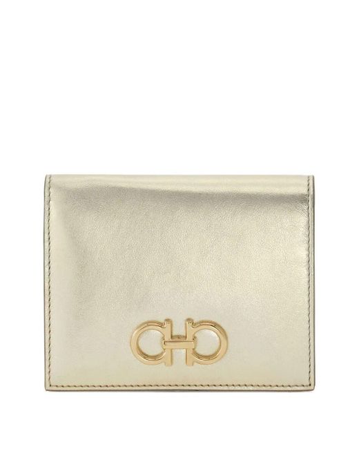Ferragamo Natural Gancini Laminated Leather Compact Wallet