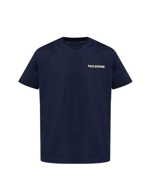 Paul & Shark Blue Crewneck Logo T-Shirt for men