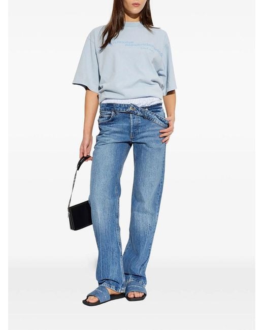 Alexander Wang Blue Boxer Detail And Drop Waistband Slim Fit Jeans