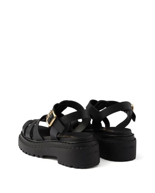 Prada Black Cage Sandals