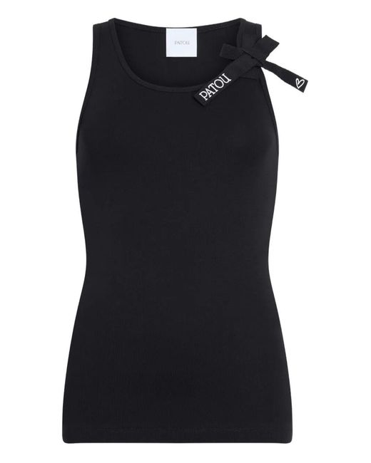 Patou Black Solid Round Neck Top