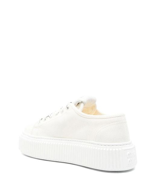 Miu Miu White Denim Sneakers With Logo