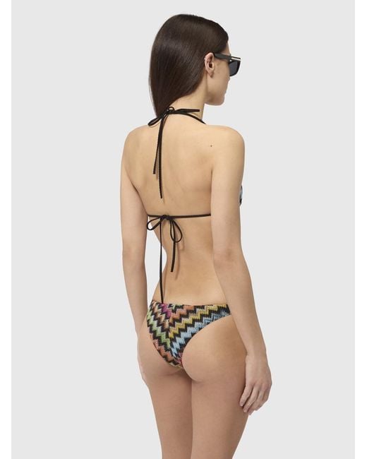 Missoni White Bikini In Lamé Viscose With Micro Zigzag Pattern
