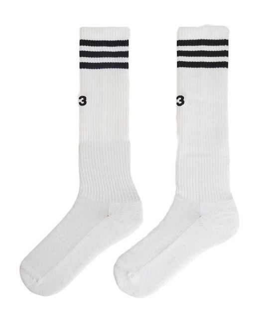 Y-3 White Striped Socks for men