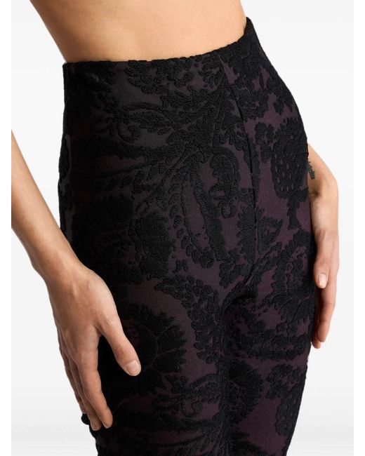 Etro Blue Flared Velvet Jacquard Pants With Paisley Foliage Pattern