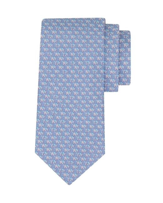 Ferragamo Blue Elephant Print Silk Tie for men