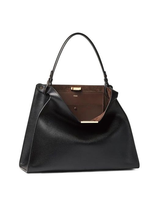 Fendi Black Way Large Leather And Suede Bag