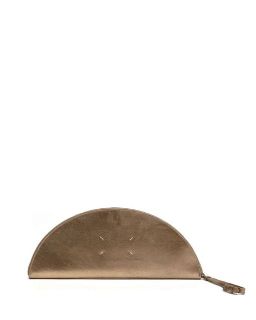 Maison Margiela Brown Big Halfmoon Metallic Leather Pouch Bags