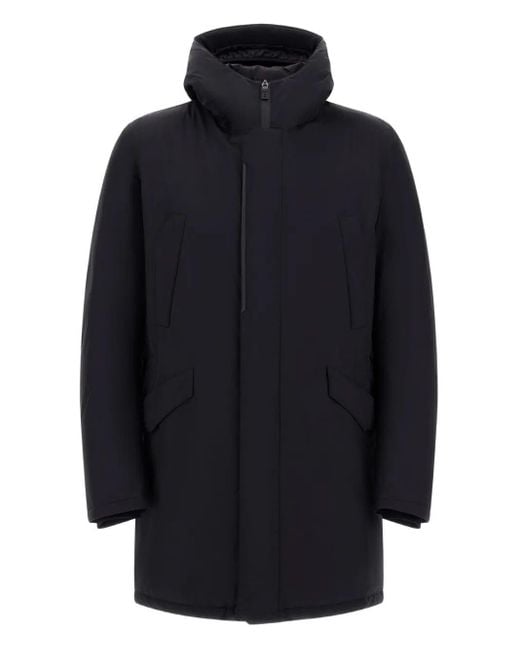 Herno Blue Hooded Parka Down Jacket Clothing for men