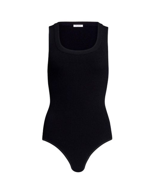 Alaïa Blue Sleeveless Ribbed Knit Bodysuit