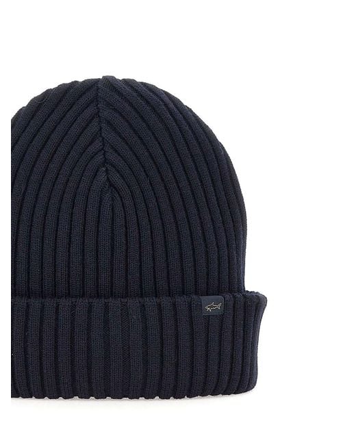 Paul & Shark Blue Soft Cool Touch Wool Beanie for men