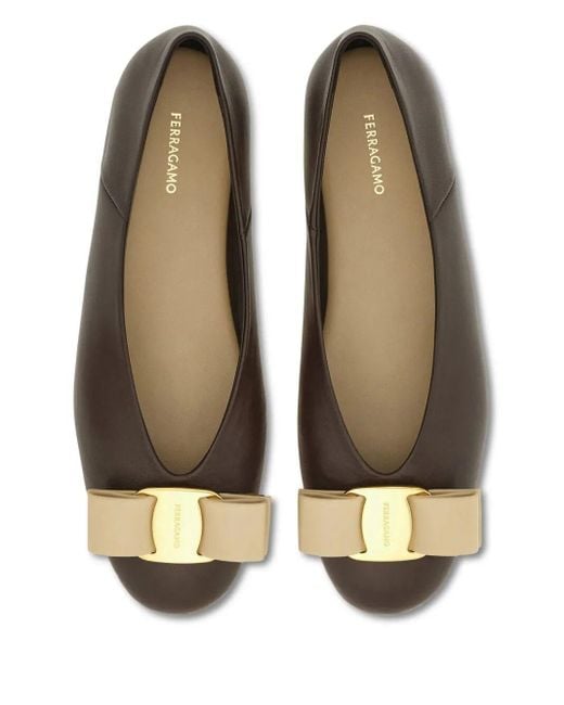 Ferragamo Brown Vara Bow Ballerinas Shoes