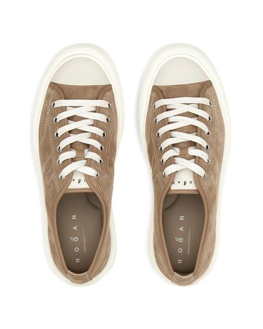 Hogan Brown Lace Up Sneakers for men