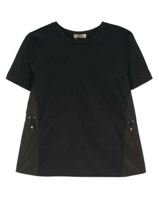 Herno Black T-shirt With Drawstring Clothing