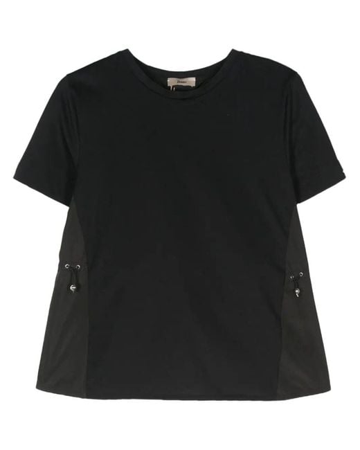 Herno Black Cotton Jersey And New Techno Taffeta T-Shirt