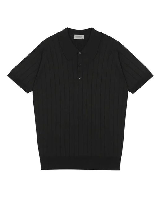 John Smedley Black Anglo Indian Gauze Williams Polo Shirt for men