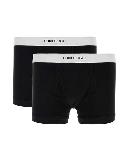 Tom Ford Black Set Of 2 Cotton Boxers With Logo Elastic for men