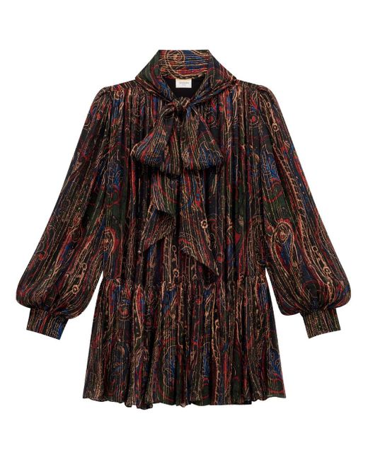 Abito Lavallière Semi-Trasparente di Saint Laurent in Brown