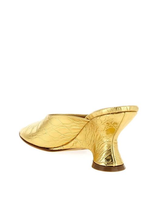 Dries Van Noten Metallic Open-Toe Leather Mules