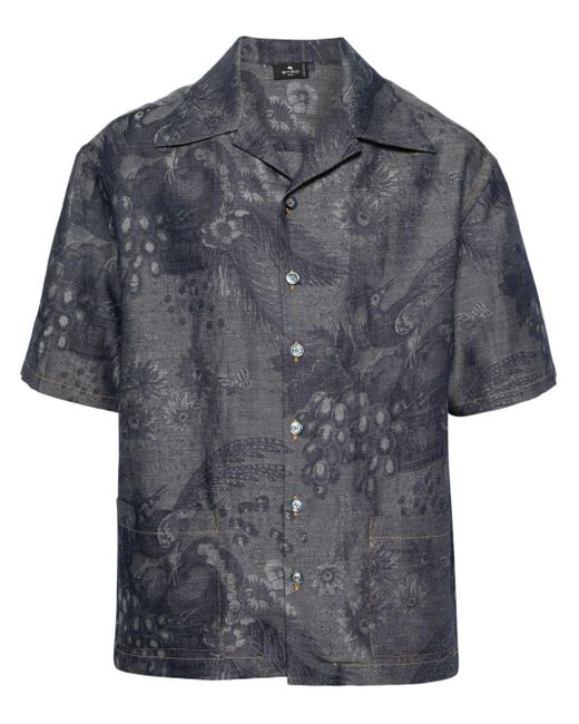 Etro Gray Patterned-Jacquard Shirt for men