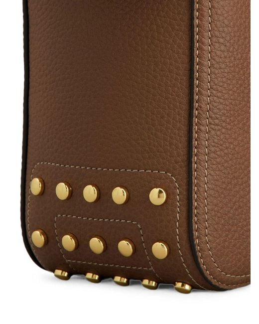 Tod's Brown Metal Dots Mini Leather Shoulder Bag