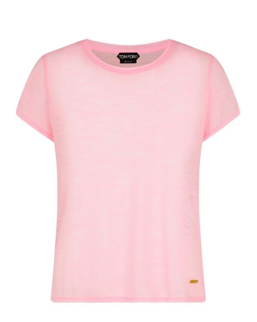 Tom Ford Pink Slub Cotton Jersey Crewneck T-shirt Clothing