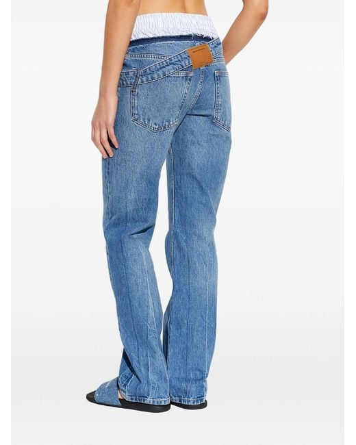 Alexander Wang Blue Boxer Detail And Drop Waistband Slim Fit Jeans