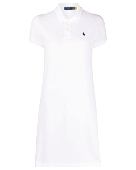 Polo Ralph Lauren White Cotton Mesh Polo Dress
