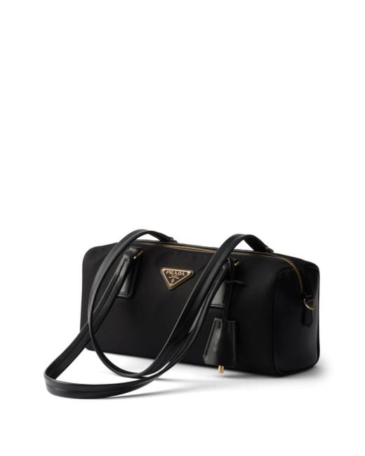 Prada Re-Nylon And Leather Medium Top-Handle Bag With