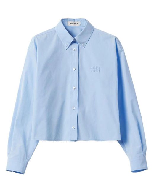 Miu Miu Blue Popeline Boxy Shirt