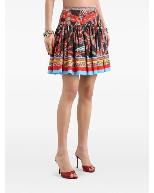Dolce & Gabbana Red Printed Mini Skirt