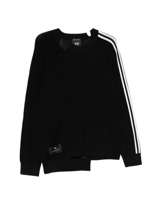 Y-3 Black Logo Perforated Knit Sweater for men
