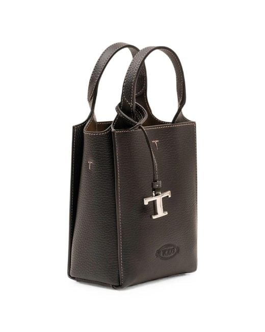 Tod's Black Micro Hand Bag With Logo Pendant