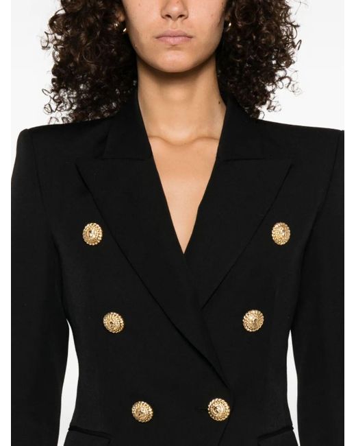Balmain Black Double-Breasted Wool Fitted Jacket