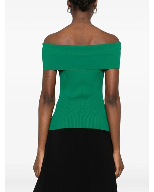 Givenchy Green Off The Shoulder Cotton Top