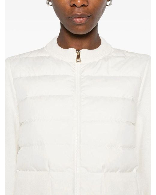 Moncler White Wool Padding Cardigan With Zip