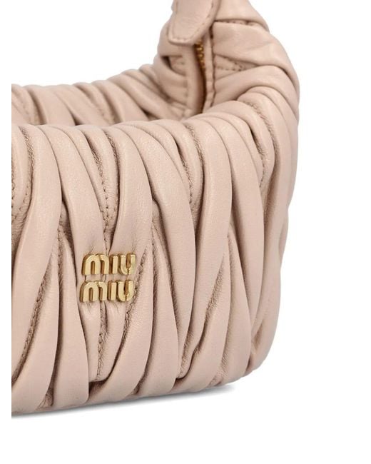 Miu Miu Pink Matelassé Nappa Leather Pouch